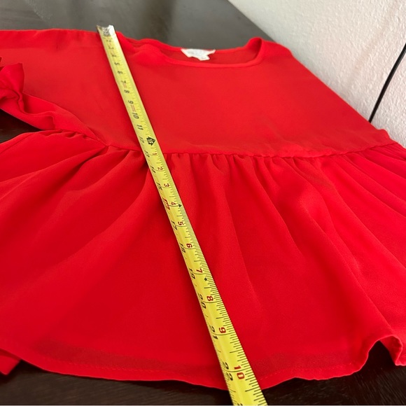 Jun & Ivy Babydoll Red Pullover Top Sz L Swingy Roomy Flutter Valentine Peplum - Picture 9 of 9